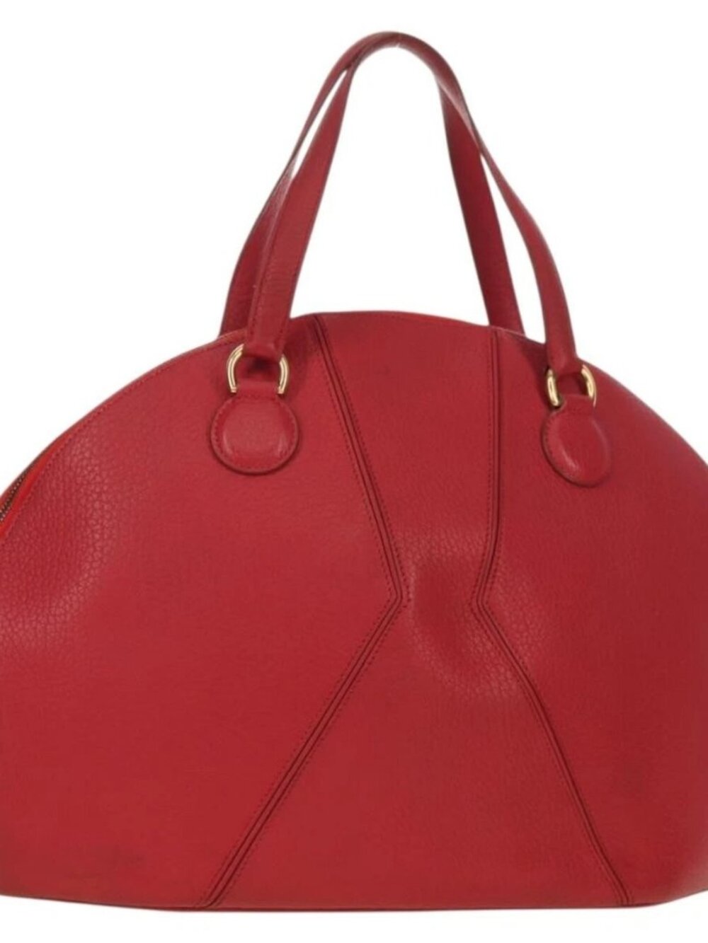HERMES Ildvo Hand Bag Leather Red Gold Auth bs34829V - Picture 1 of 16